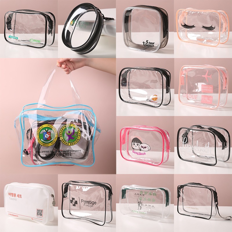 Bolsa de lavado visual de PVC espesa en stock bolsa de almacenamiento de cosméticos de viaje al aire libre bolsa de cremallera impermeable