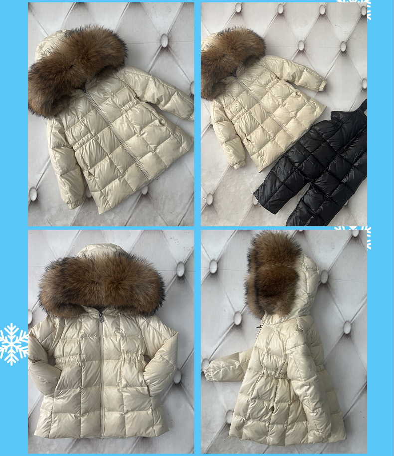 Dječja odjeća, zimske puhaste jakne za dječake i djevojčice srednje i velike veličine, dječji ovratnik od lisičjeg krzna, zadebljani dječji kaput srednje i duge veličine_voghion.com
