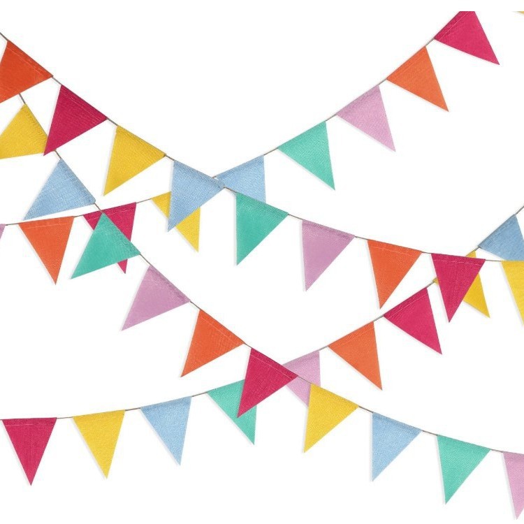 Cáñamo artificial triángulo bandera decoración de la boda fiesta tire bandera boda bandera colorida Bandera de cáñamo artificial 42 Piezas 6 colores suministro de fábrica