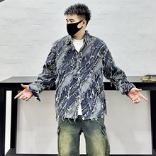 2024潮男日系复古做旧牛仔夹克男女潮牌街头宽松休闲百搭情侣外套