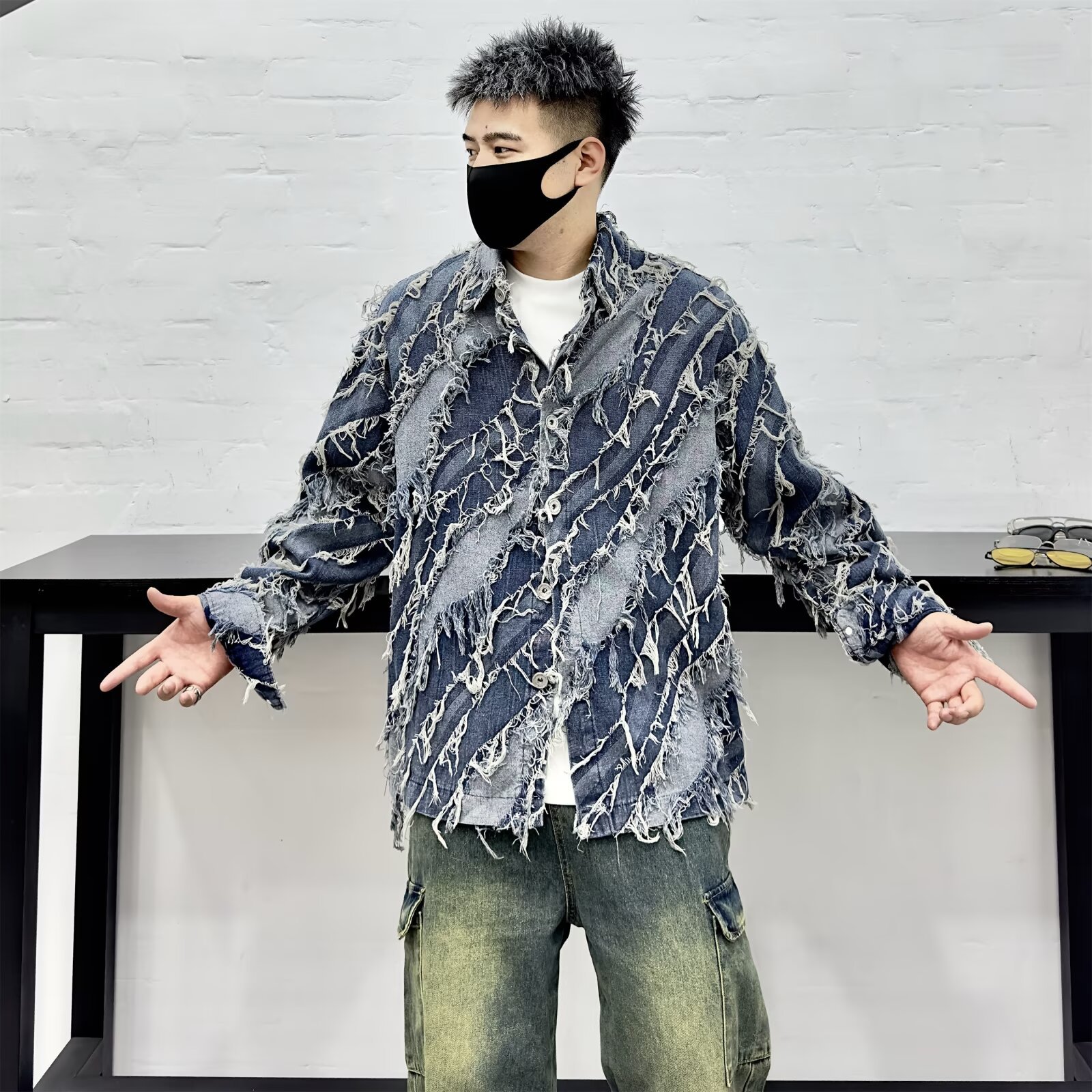 2024潮男日系复古做旧牛仔夹克男女潮牌街头宽松休闲百搭情侣外套