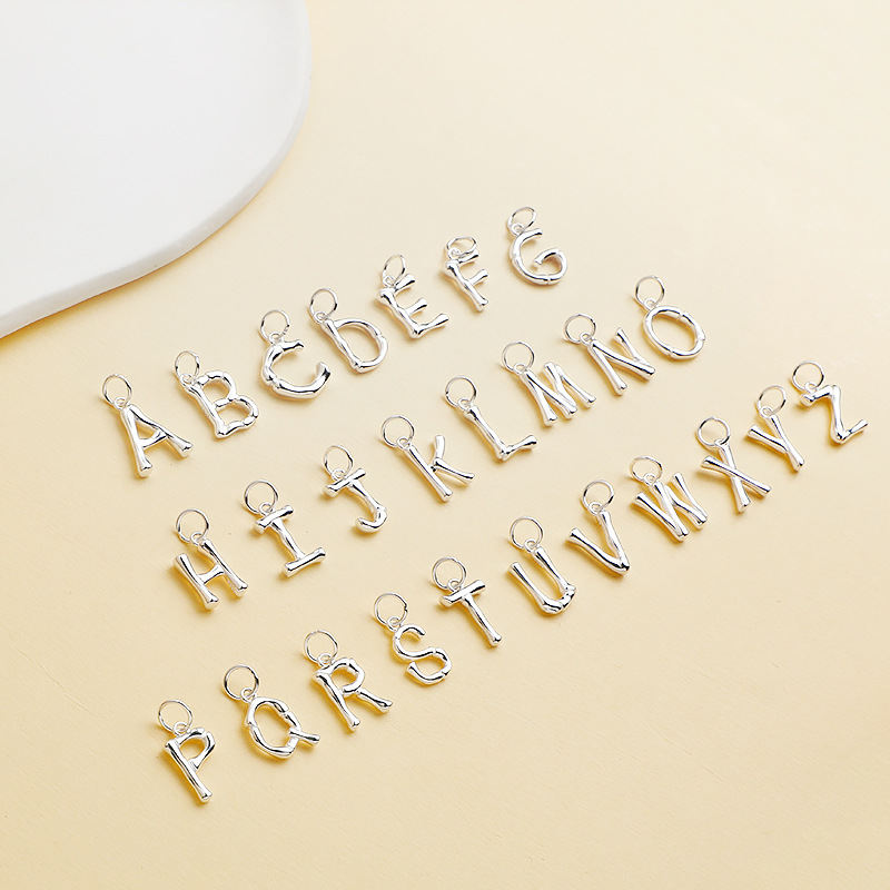 Width 8-12mm, Length 14-15.5mm Jewelry Making Size 1 Piece Width 8-12mm Length 14-15.5mm 925 Sterling Silver Letter Pendant DIY Accessories