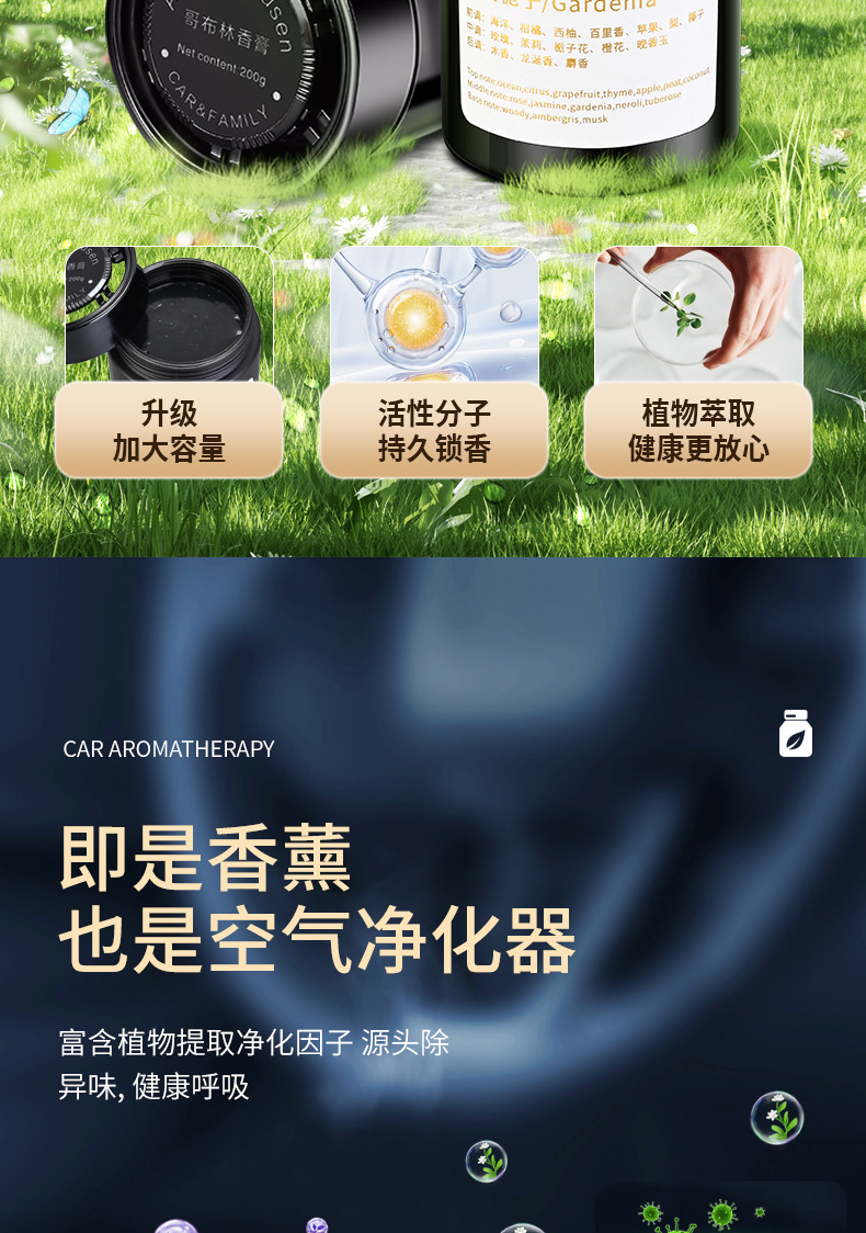 Car Gardenia Car Aromatherapy Solid Fragrance Perfume Car Decoration 2024 New Long-lasting Fragrance
