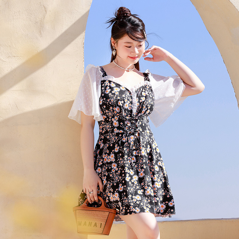 Trajes de baño de mujer tamaño grande 2025 nuevo graso mm 140 jin vestido de ángulo plano para cubrir el vientre y la carne delgada trajes de baño conservadores