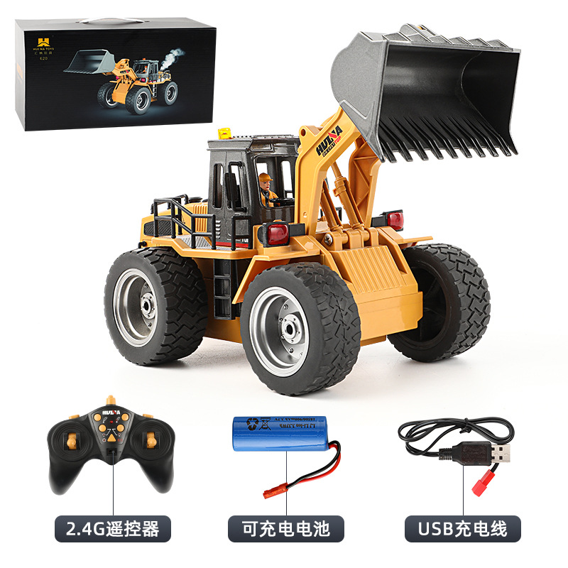 Vehículo de ingeniería de aleación de control remoto Huina excavadora camión de volcado bulldozer camión mezclador de cemento coche de juguetes eléctricos para niños