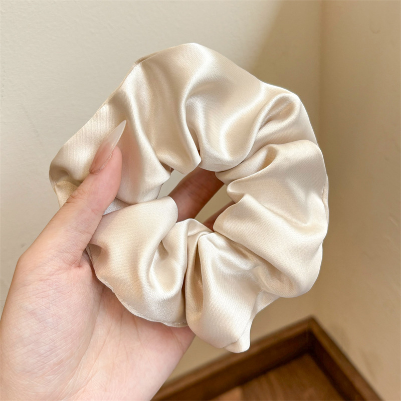 Corbata de pelo de intestino de lunares de crema grande coreana, gomas de goma de cola de caballo suaves para mujer, accesorios para el cabello de bola, accesorios para el cabello, cuerda para la cabeza