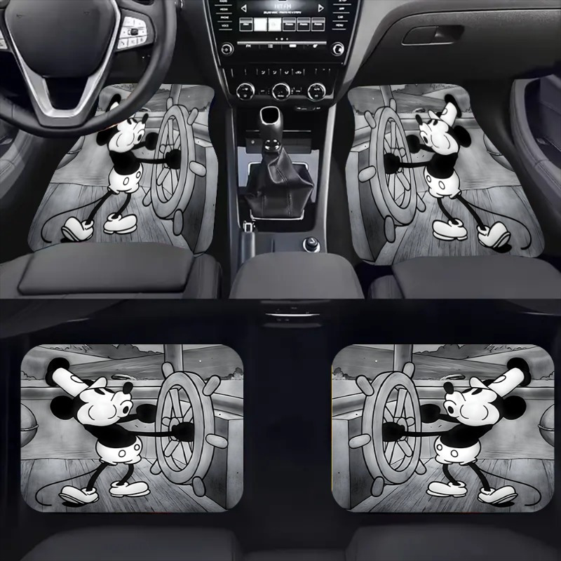 Cross-Border Best-Selling Cartoon Crystal Velvet Car Floor Mats, Stain-Resistant, Wear-Resistant, Easy to Care For, Universal Four-Piece Set of Car Floor Mats