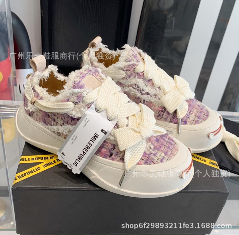 檀健次同款开口笑乞丐风帆布鞋SR~大头丑萌厚底增高7cm情侣休闲鞋|undefined