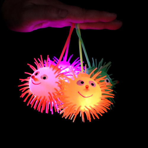 Glowing hedgehog fur ball bouncy ball flash rabbit three-section caterpillar vent toy ball floor stall supply wholesale