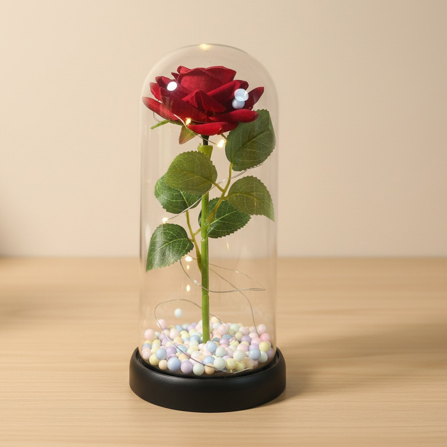 Cross-border eterno flores rosas ramo de vidrio cubierta de regalo de día de San Valentín caja de regalo terminada Navidad Día de la Madre 520 regalos