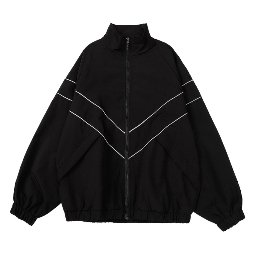 Hong Kong estilo otoño e invierno marca de moda color sólido chaqueta deportiva reflectante hombres y mujeres chaqueta suelta chaqueta de pareja versátil