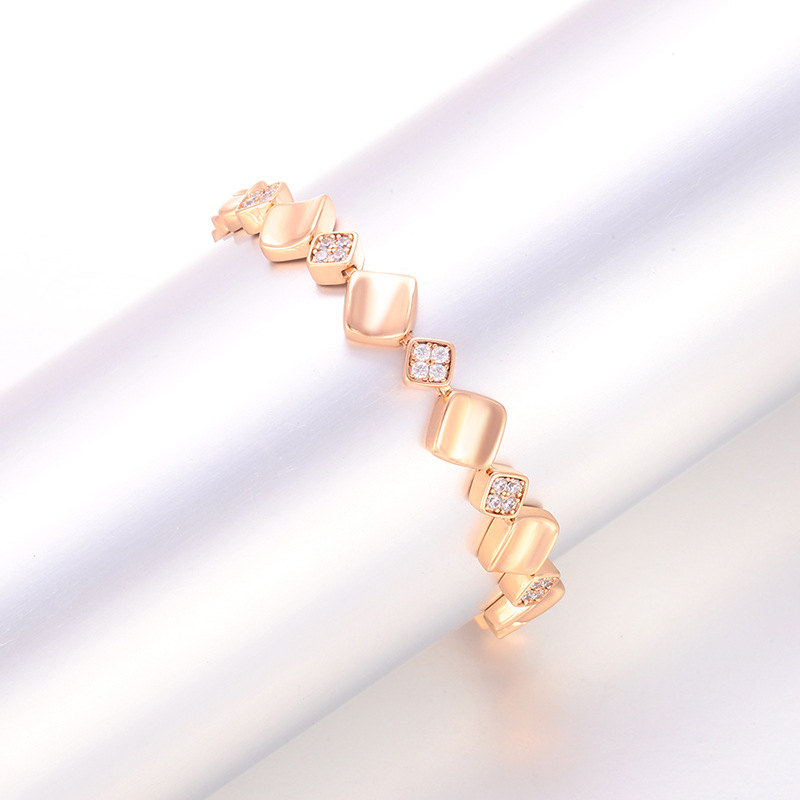 Pulsera de Empalme Geométrico Cuadrado de Aleación de Cobre Galvanizada para Mujer
