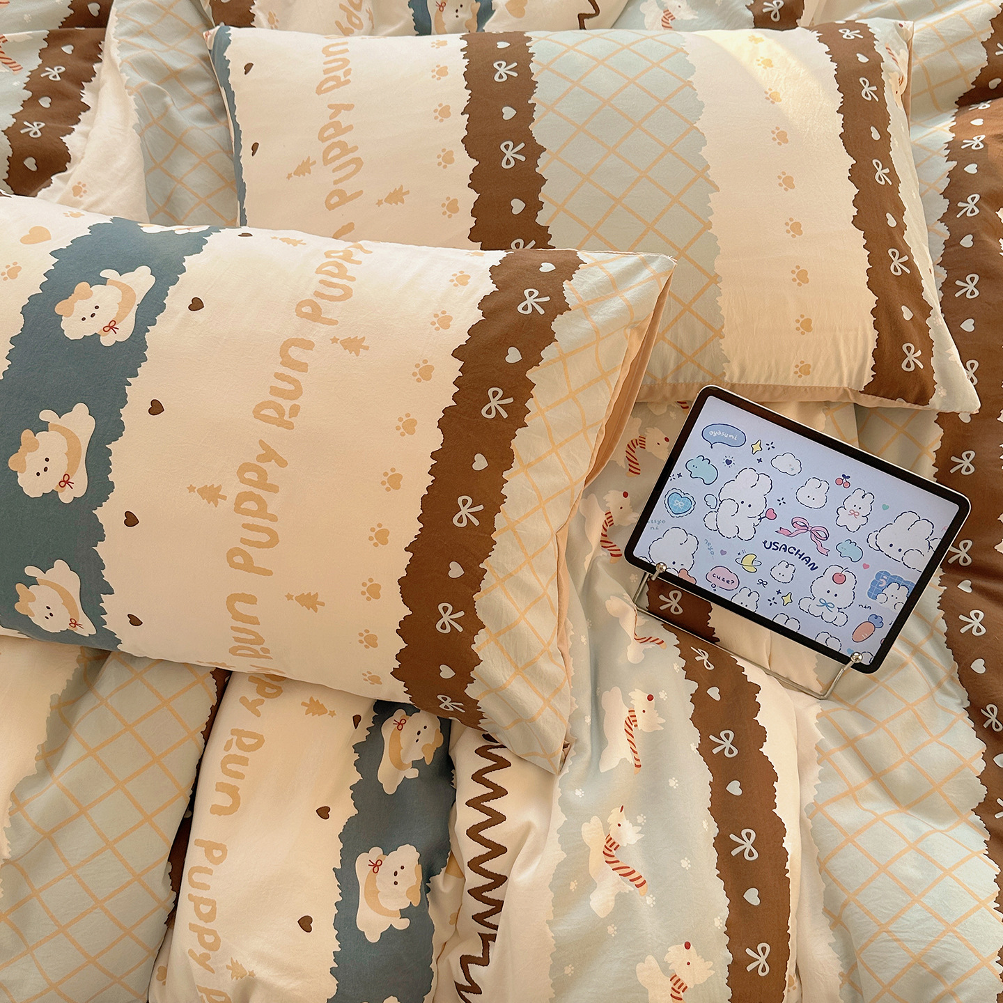 Super Soft Washable Cotton Four-piece Bedding Set Fresh Style_voghion.com
