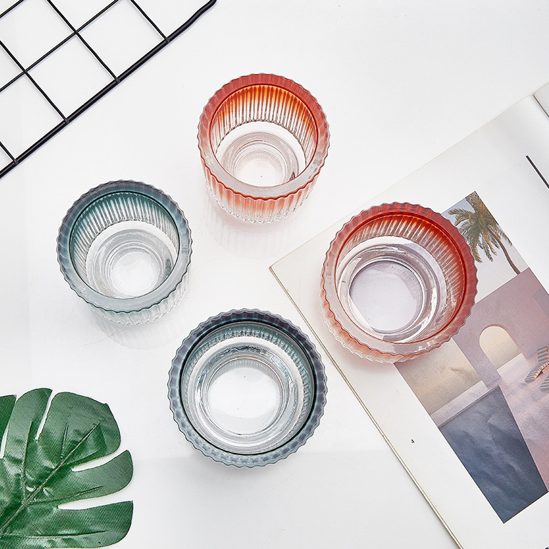 Mayorista taza de vela nórdica vacía taza de vidrio de color gradiente candelabro diy recipiente de incienso taza de incienso