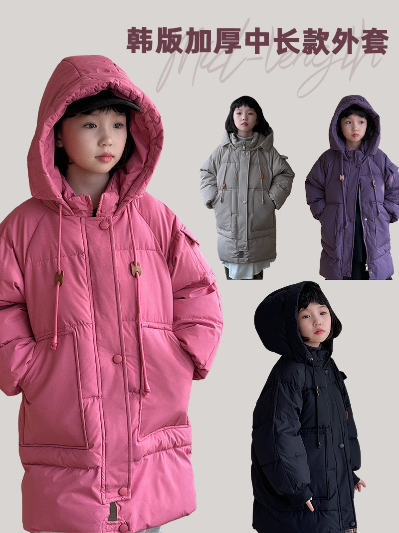 Otoño y invierno nuevo tipo de ropa de invierno para niños espeso mediano y largo de seda de terciopelo cálido ropa de niños chaqueta chaqueta comercio exterior