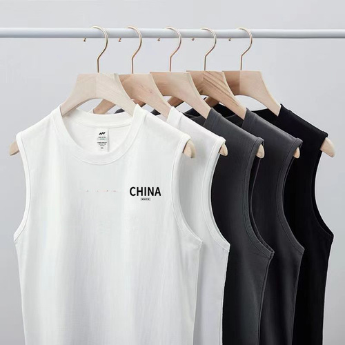 American-style sleeveless backless vest for men, summer trend brand, cool and casual, loose fit, basketball fitness sports t-shirt for boys with letters