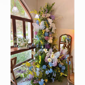 莫奈花园造景仿真花之窗瀑布婚礼布置拱门打卡网红橱窗