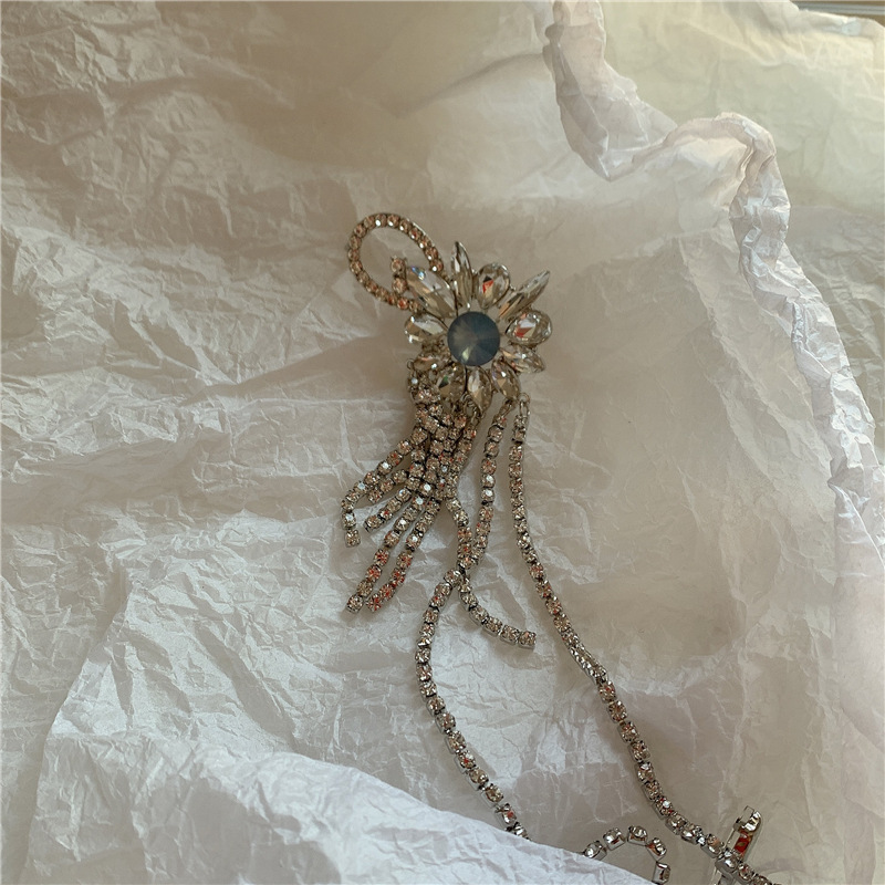 Long Flashing Diamond Tassel Chain Earrings display picture 6