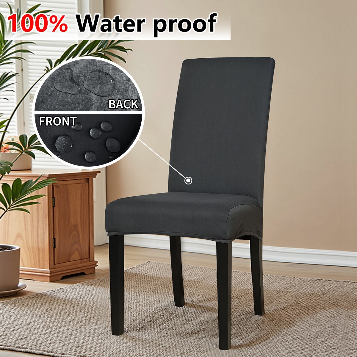 Funda de silla impermeable de seda de leche elástica transfronteriza, cubierta de funda de silla de hotel a prueba de polvo con todo incluido, emisión en stock de TEMU