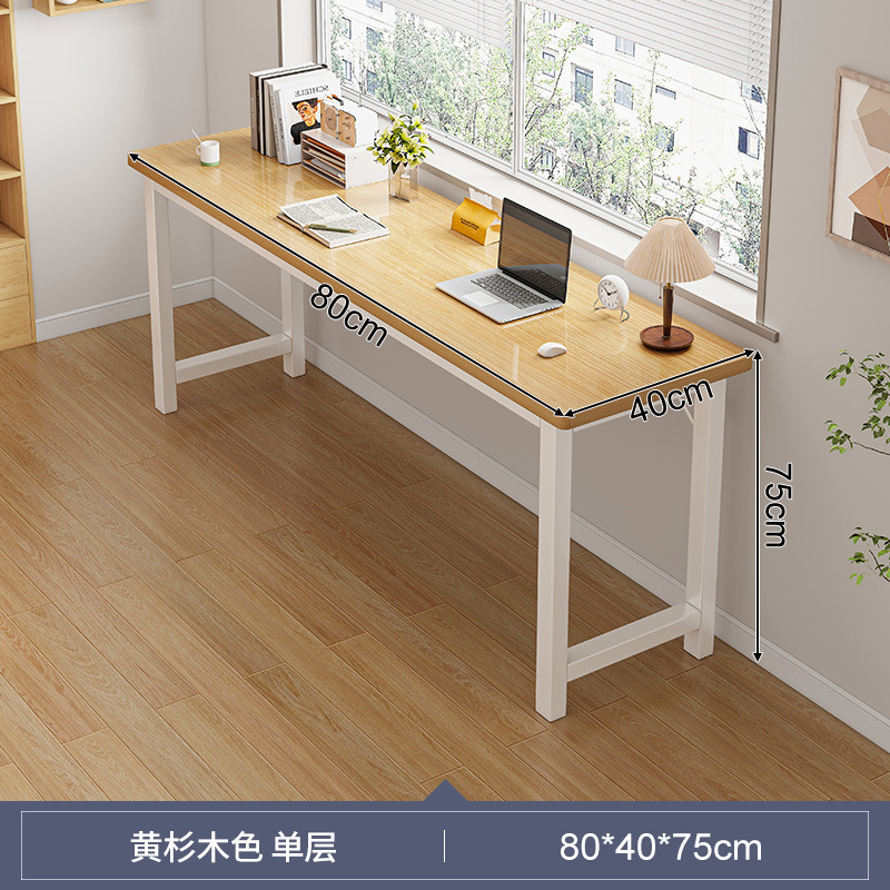 Escritorio doble largo para estudiantes, uso doméstico, estudio en dormitorio, escritura, apartamento de alquiler, escritorio rectangular para computadora, mesa estrecha para montar en la pared.