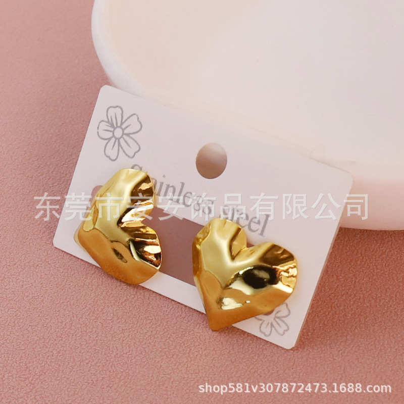 复古法式经典图案爱心耳钉约会礼物优雅轻奢高级感简约钛钢饰品女|undefined