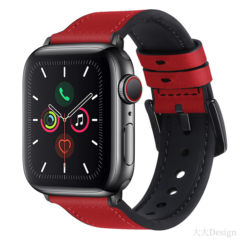 Suitable for Apple Watch 7 with iWatch 6 Generation 5/4321 Silicone Se Strap Watch Genuine Leather Comfortable Suitable for Apple Watch 7 with iWatch 6 Generation 5/4321 Silicone Se Strap Watch Genuine Leather Comfortable
