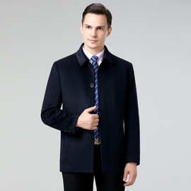 雅弋尓中老年羊绒大衣男中长款保暖加厚中年爸爸装羊毛呢子外套