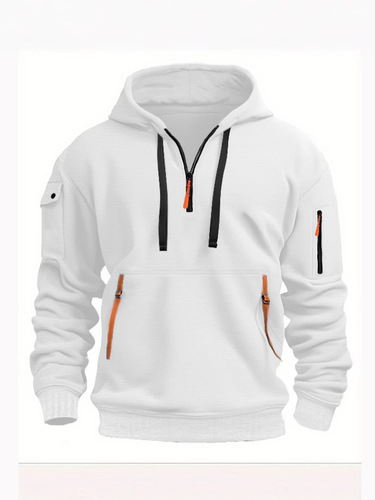 International Trade European Code Spring and Autumn Men's Hooded Zipper Multipocket Pullover Shirt Men's Sports Casual Jacket