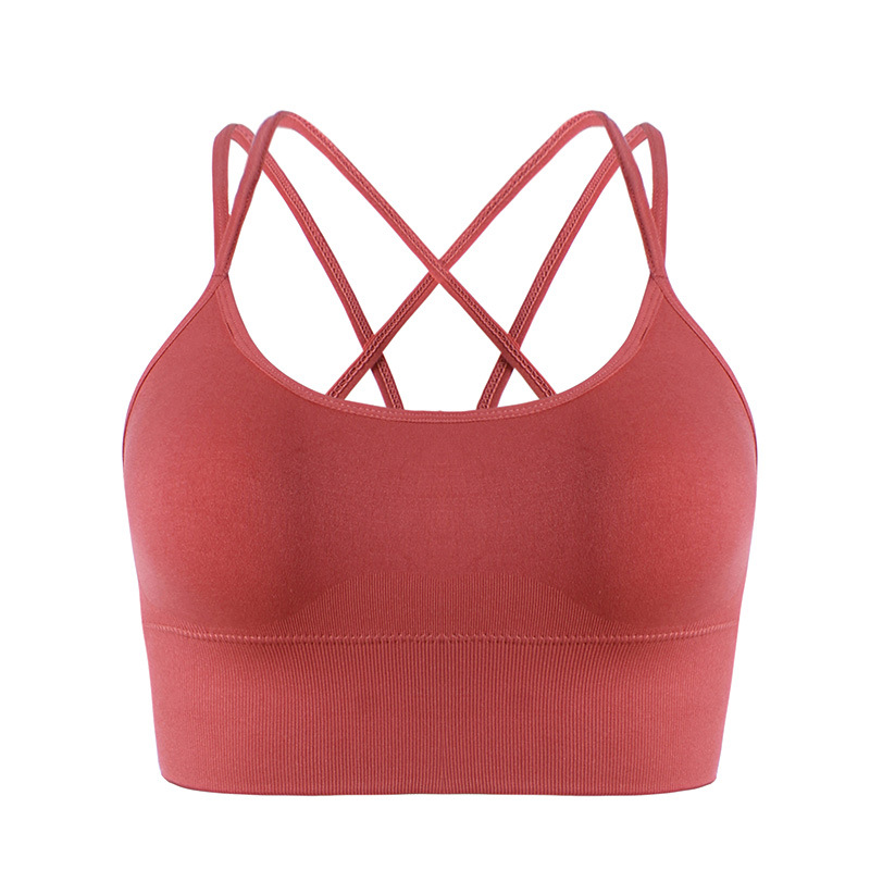 Europa y América Correa delgada Cruz espalda inalámbrica deportes sujetador rápido-secado a prueba de golpes fitness Plus tamaño yoga deportes ropa interior para mujeres