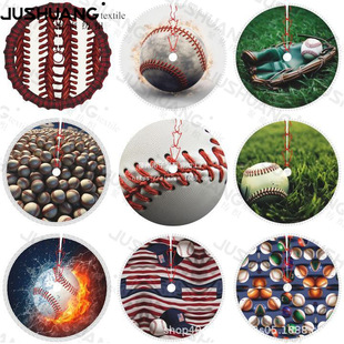 Baseball Tree Skirt Cross-border New Product 78cm90cm101cm122cm Linen Short Plush Christmas Tree Decorations