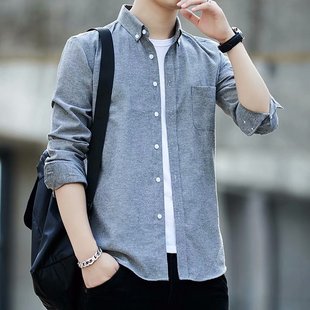 2021 Summer New Fashionable Solid Color Oxford Men's Short-sleeved Shirt Fashion Casual Men's Slim-fit Shirt