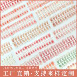 手工穿戴甲美甲预制甲带色甲片渐变晕染人工半成品工厂批发猫眼