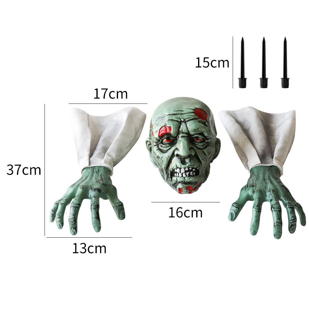 Halloween tierra esqueleto esqueleto patio césped atmósfera de terror accesorios decoración verde necromancer set de tres piezas fantasma fiesta