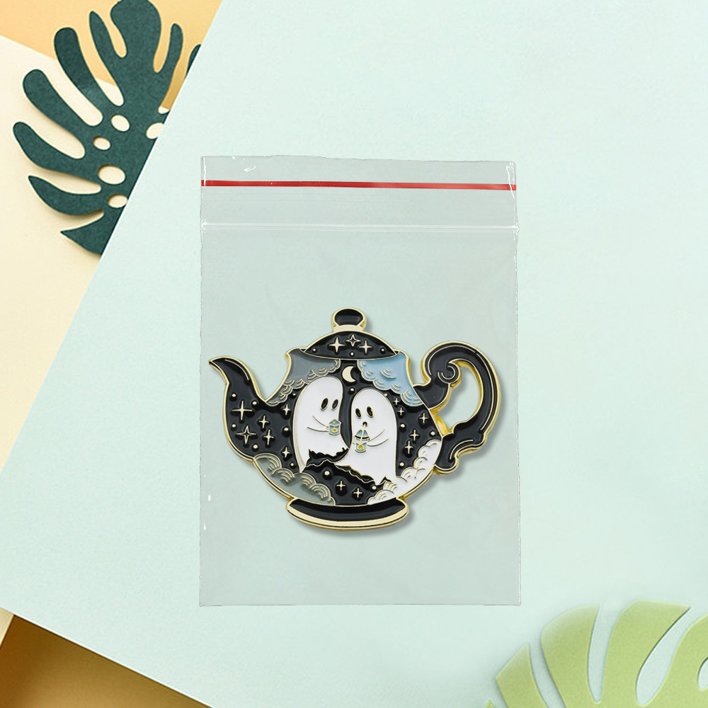 Ghost Teapot Brooch Enamel Pin Magic Tea Series Pin Backpack Clothing Accessories Unique Gift Decoration