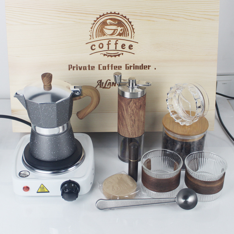 Máquina de café de molino de mano Set de café portátil espresso italiano cafetera de café de mano molino de frijoles regalo regalo