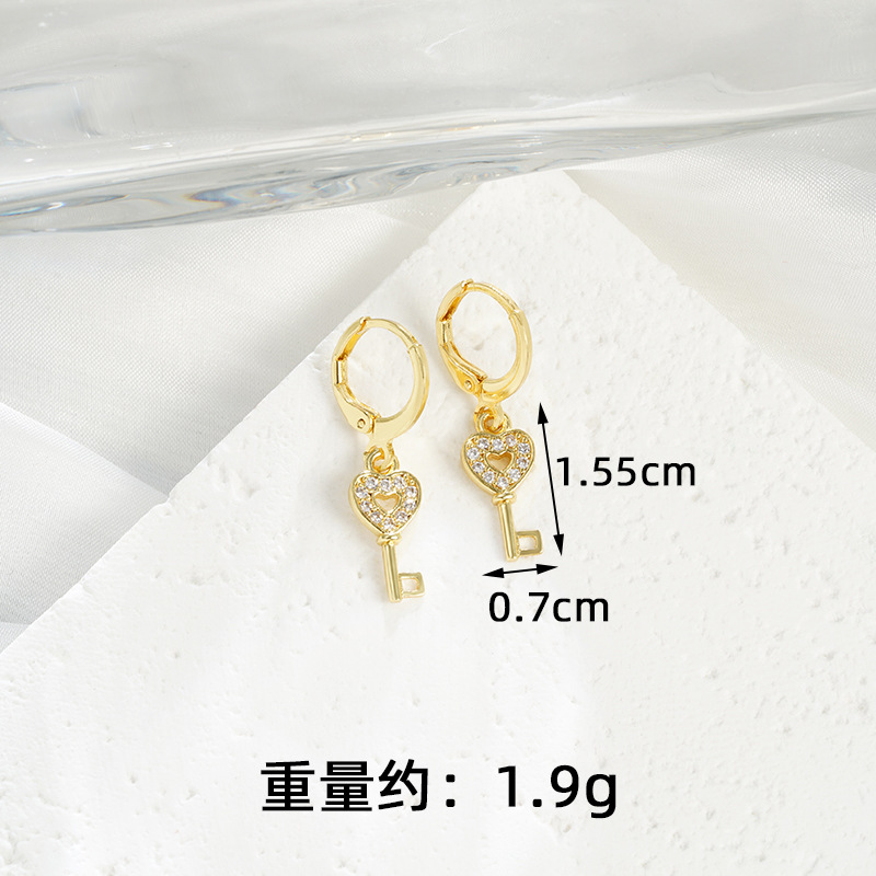 Collar de oro de arena vietnamita transfronterizo, juego de pendientes con llave de amor de diamantes de lujo ligero, joyería de cobre chapada en oro para mujer