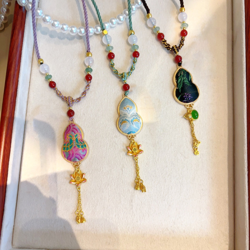 [完成品] 純粋な手作りのシルク宋錦手作りの新しい中国風のレトロな頭飾りヘアピンブローチペンダントネックレスペンダント|undefined