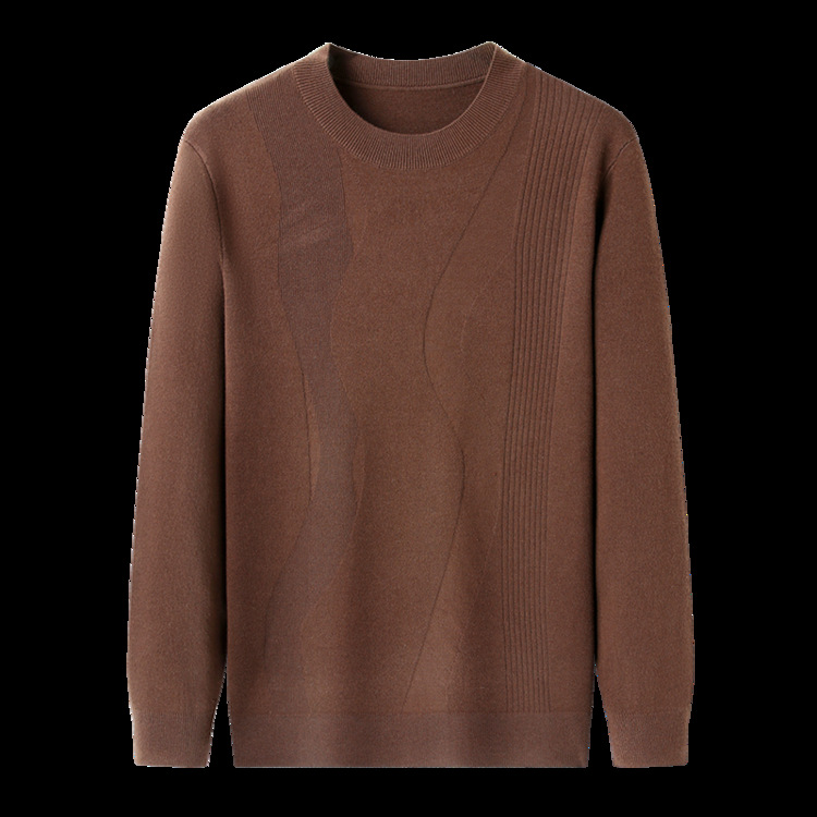 Collar redondo hoodie otoño y invierno nuevo estilo camiseta de punto hombre de color sólido de manga larga fondo de moda casual negocio suéter versátil