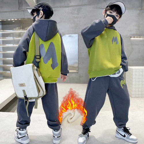 Boys Spring and Autumn Striped Hoodie Set  New Trendy Cool and Stylish Streetwear for Big Kids Korean