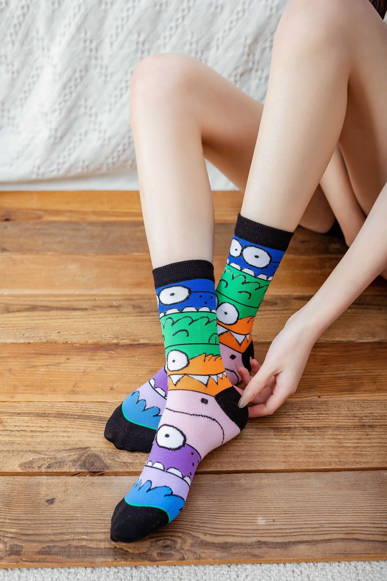 Fashion Contrast Color Cartoon Printing Sports Long Socks Wholesale Nihaojewelry display picture 3