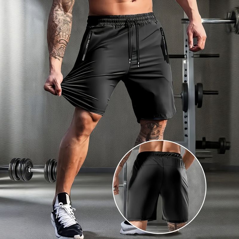 Summer Cross-Border Thin Large-Size Sports Shorts for Men, Quick-Drying, Breathable, Running, Fitness, Loose, Casual, Five-Point Ice Silk