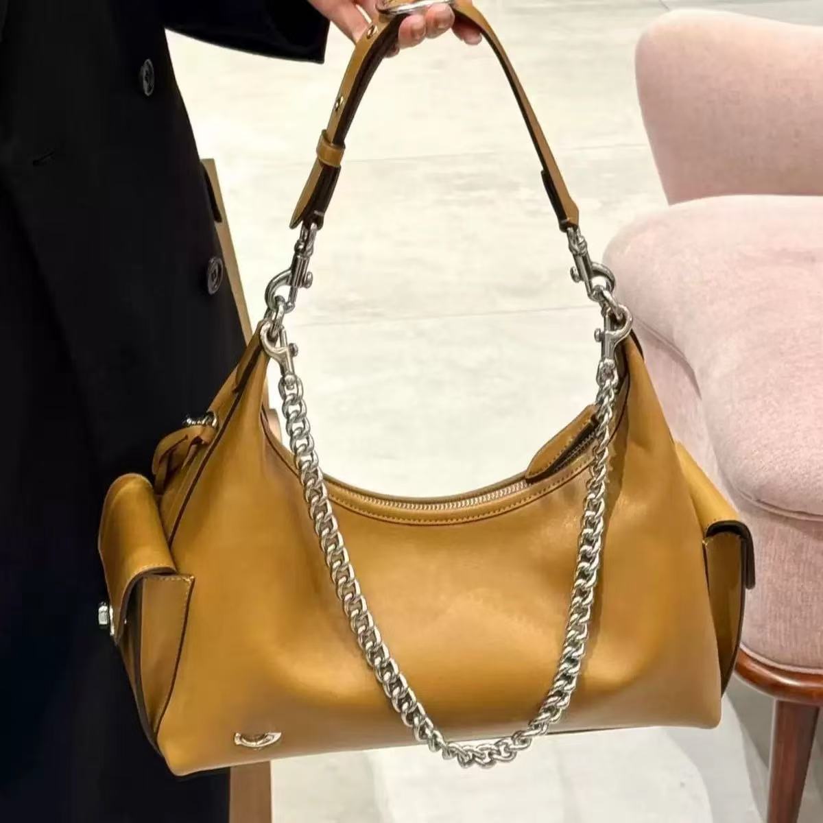 C-Style Fashion Pocket Juliet Retro Chain Casual Shoulder Biker Bag Crossbody Carryall Women's Bag - Thumbnail 7