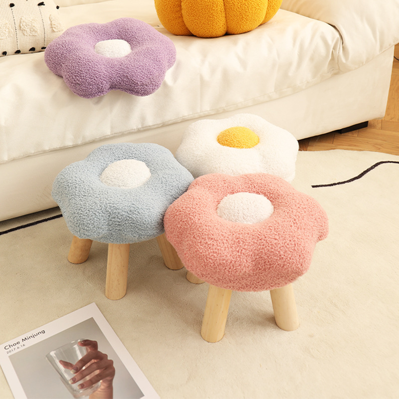 Small Stool for Home Use, Low Stool, Trendy Sofa Bench, Living Room Seat, Cute Children's Bedroom Shoe-Changing Stool for Girls