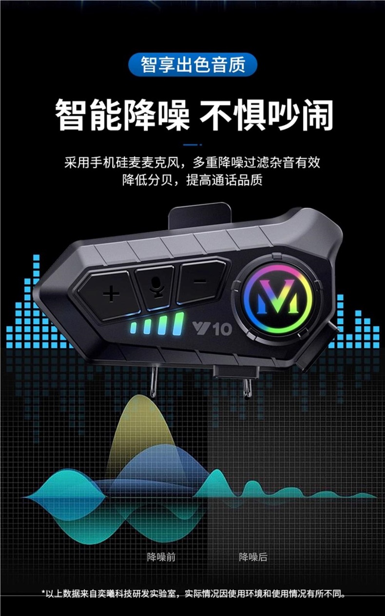 -Y10 Motorcycle Helmet Bluetooth Headset Waterproof Noise Reduction Takeaway Rider Half Helmet Full Helmet Intercom Dedicated Mono