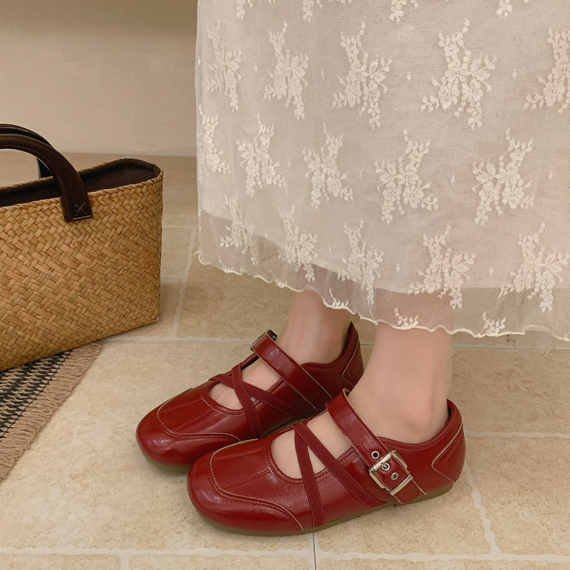 Zapatos de ballet retro con suela blanda con hebilla interior, zapatos Marysen, 2026 nuevos zapatos casuales de un solo pie