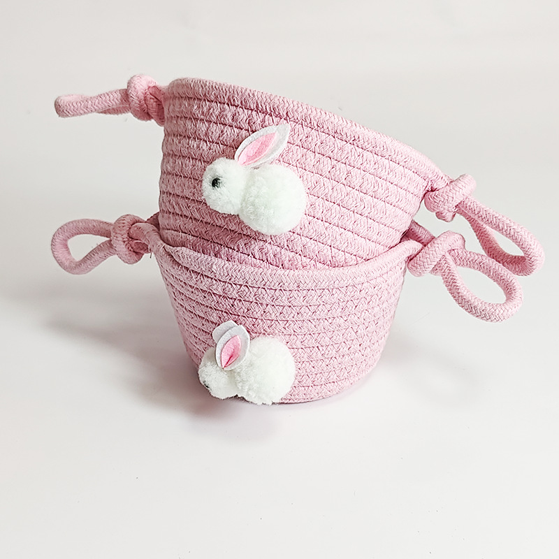 Cute Rabbit Desktop Storage Basket Miscellaneous Storage Mini Storage Basket Woven Cute Storage Snack Storage