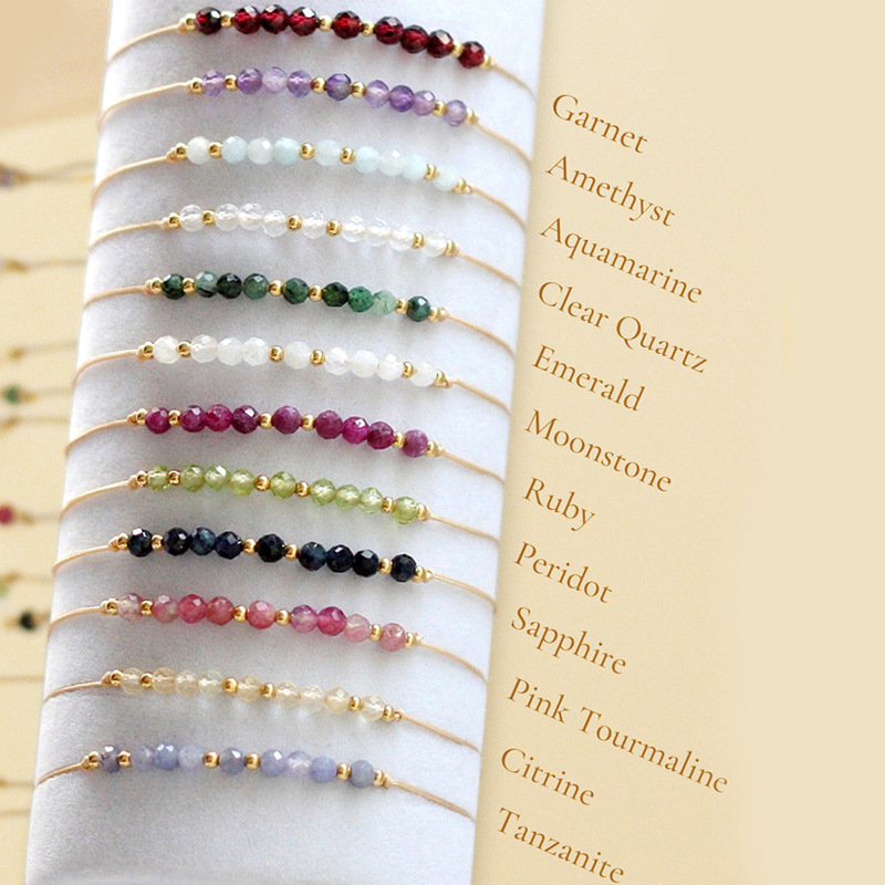 European and American Month Birthday Semi-precious Stone Beaded Bracelet Copper Beads Handmade Hand Rope Women Send Girlfriend Son Bracelet