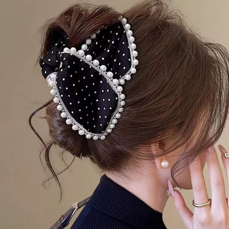 珍珠波点头发抓夹女高级感2025新款后脑勺大号发量大鲨鱼夹子头饰