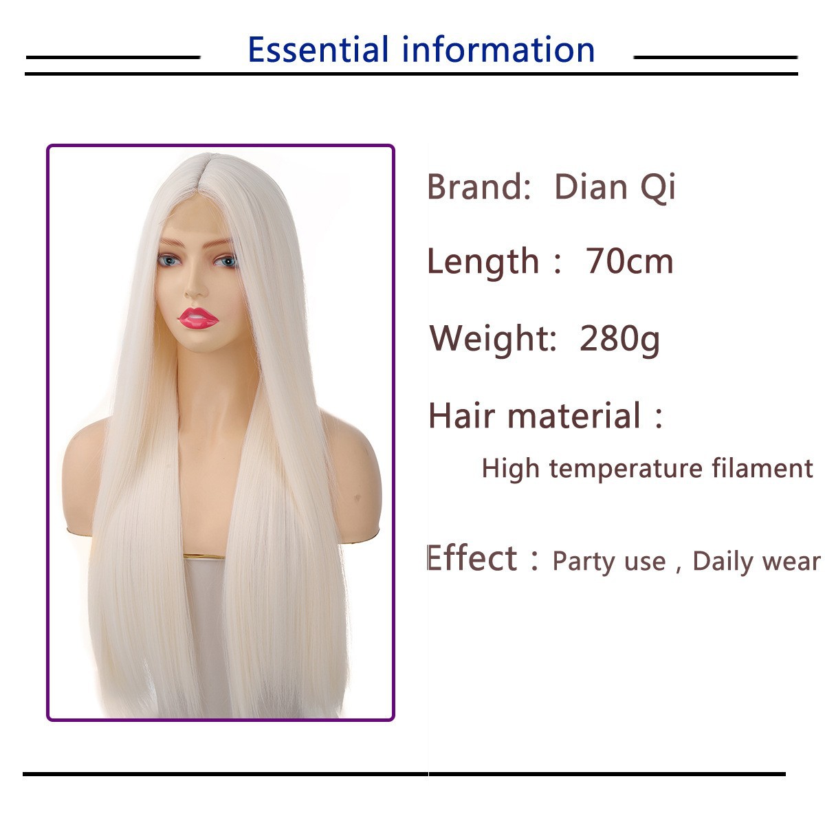parrucche moda donna pizzo frontale capelli lunghi lisci 70cm280g seta ad alta temperatura fibra chimica morbida traspirante_voghion.com