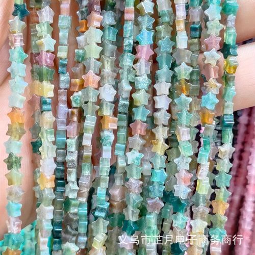 4mm6mm five-pointed star red agate green east forest pink crystal spot lapis lazuli jewelry DIY accessories semi-finished loose beads